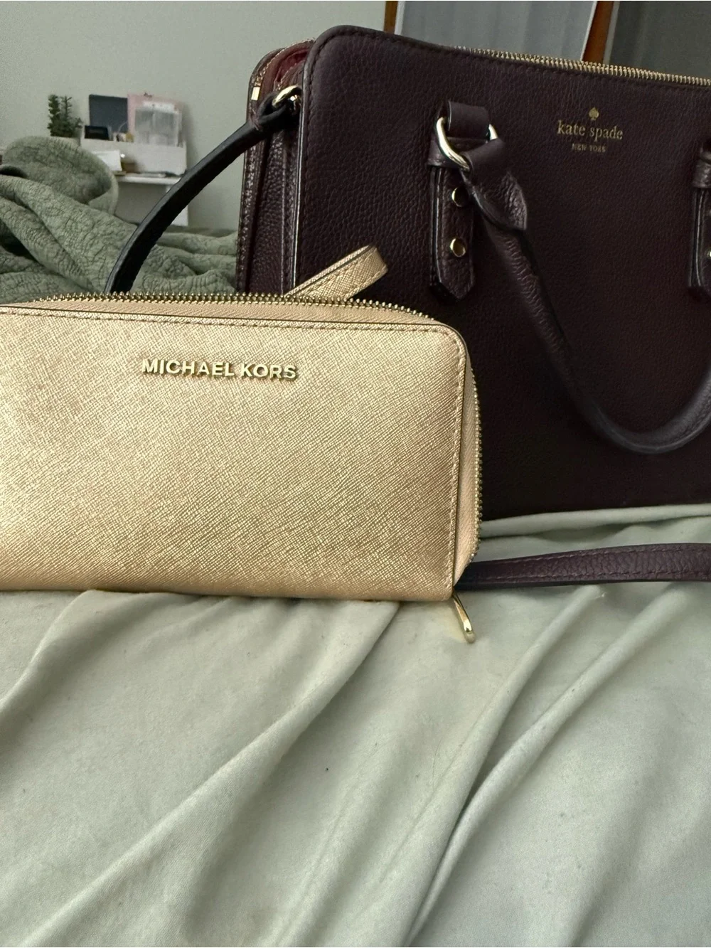 MICHAEL Michael Kors Metallic Gold Zip Wristlet Wallet